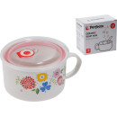 Кружка для супа с крышкой с паровыпуском, 850 мл, керамическая, FLOWERS-1, PERFECTO LINEA (17-902176) 