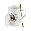 Кружка керамическая с крышкой и ложкой, 350 мл., COFFEE TIME, PERFECTO LINEA (17-350702) 