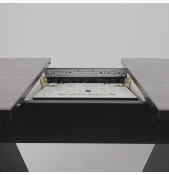 Стол ДРЕЗДЕН, керамика 0 кат. 1300(1615)*800, Камень серый Greys grey/Черный (124096) 