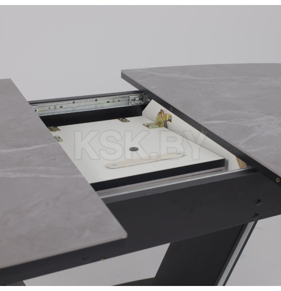 Стол ДРЕЗДЕН, керамика 0 кат. 1300(1615)*800, Камень серый Greys grey/Черный (124096) 