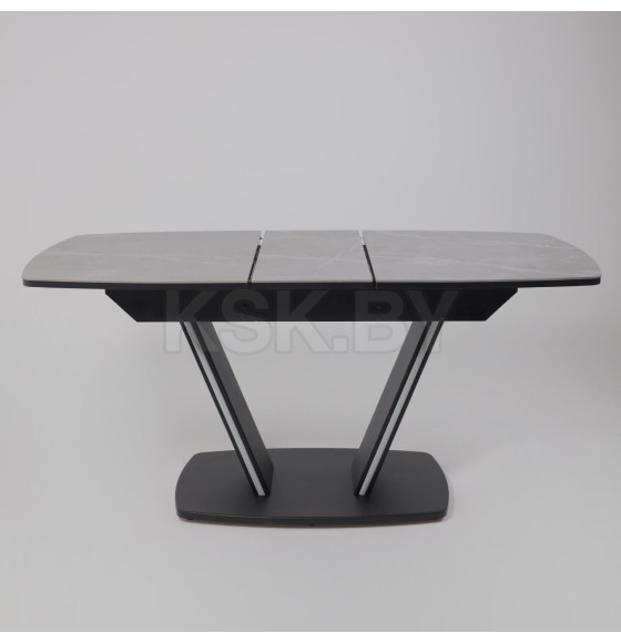 Стол ДРЕЗДЕН, керамика 0 кат. 1300(1615)*800, Камень серый Greys grey/Черный (124096) 