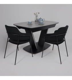 Стол ДРЕЗДЕН, керамика 0 кат. 1300(1615)*800, Камень серый Greys grey/Черный