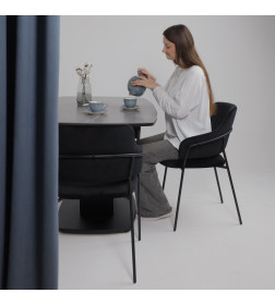 Стол ДРЕЗДЕН, керамика 0 кат. 1300(1615)*800, Камень серый Greys grey/Черный