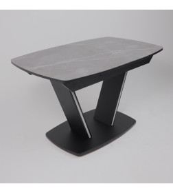 Стол ДРЕЗДЕН, керамика 0 кат. 1300(1615)*800, Камень серый Greys grey/Черный