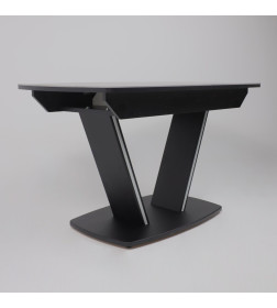 Стол ДРЕЗДЕН, керамика 0 кат. 1300(1615)*800, Камень серый Greys grey/Черный