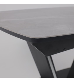 Стол ДРЕЗДЕН, керамика 0 кат. 1300(1615)*800, Камень серый Greys grey/Черный