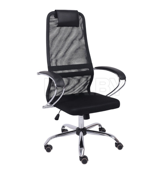 Кресло офисное Iris Chrome, DMS, крестовина хром. сетка черная (127380) 