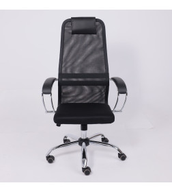 Кресло офисное Iris Chrome, DMS, крестовина хром. сетка черная