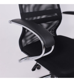 Кресло офисное Iris Chrome, DMS, крестовина хром. сетка черная