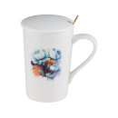 Кружка керамическая с крышкой и ложкой, 350 мл., PEONY, PERFECTO LINEA (17-350703) 