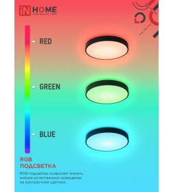 Светильник светодиодный SCANDY SIMPLE-125RGB-RCB 125Вт 230В 3000-6500K 10000Лм 400x50мм пульт ДУ черный IN HOME
