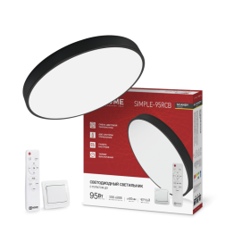 Светильник светодиодный SCANDY SIMPLE-95RCB 95Вт 230В 3000-6500K 7600Лм 400x50мм с пультом ДУ черный IN HOME