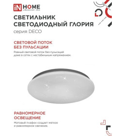 Светильник светодиодный DECO ГЛОРИЯ 70Вт 230В 6500К 6300Лм 483х67 мм IN HOME 4690612052472
