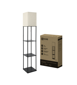 Светильник напольный под лампу этажерка ТНО 10-Е27-NB бежевый абажур, черный корпус IN HOME