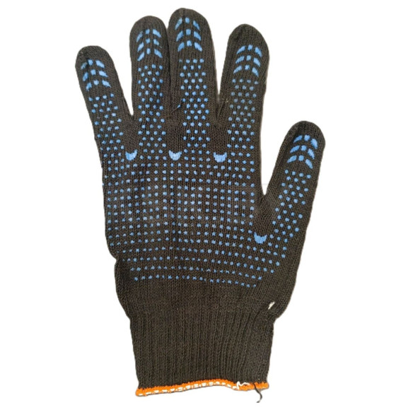 Перчатки трикотажные с ПВХ  х/б 10 кл. 170 текст. 20 размер , черные, 00456 (00456) 