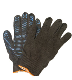 Перчатки трикотажные с ПВХ  х/б 10 кл. 170 текст. 20 размер , черные, 00456