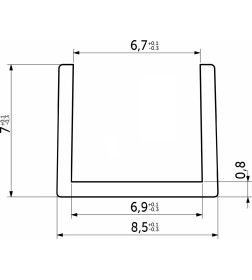 Планка торцевая 6мм L=600мм,матовая