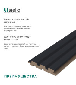 Панель стеновая реечная МДФ STELLA Beats De Luxe Black Lead 2700X119X16 мм