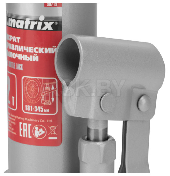 Домкрат гидравлический бутылочный, 2 т, h подъема 181–345 мм Matrix (50715) 