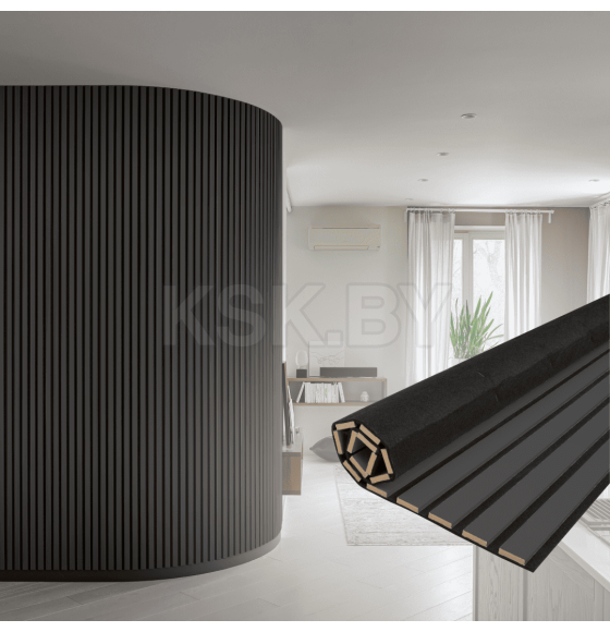 Панель МДФ STELLA Comfort De Luxe Акустическая Black Lead 2780х600х9 мм