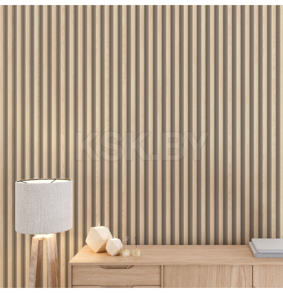 Интерьерная рейка МДФ STELLA модель12 Light Дуб Снежный 2800х27х12 мм.