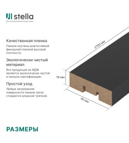 Интерьерная рейка МДФ Бриона Black Edition 2700х40х16 мм.