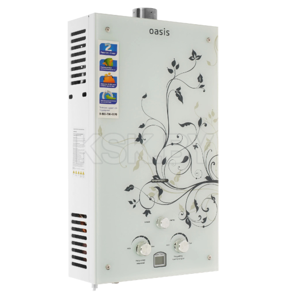 Водонагреватель газовый проточный Оазис серия Glass 20 ZG/TUR
