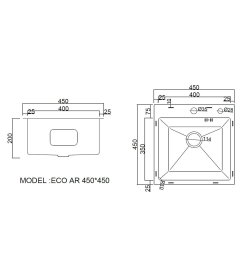 Мойка ARFEKA ECO AR 450*450 SATIN DECOR (настольная)