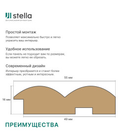 Профиль Старт-Финиш МДФ STELLA Wave De Luxe Black Lead 2700х55х16мм 