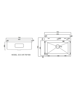 Мойка ARFEKA ECO AR 700*500 BLACK PVD NANO DECOR MILLET GRAINS
