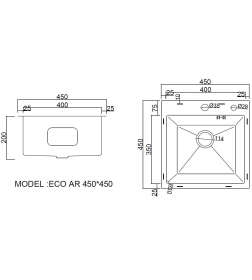 Мойка ARFEKA ECO AR 450*450 SATIN DECOR MILLET GRAINS (настольная)