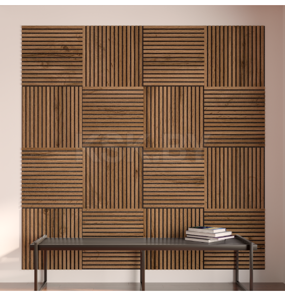 Панель МДФ STELLA Comfort Акустическая Light Пекан 600х600х9 мм