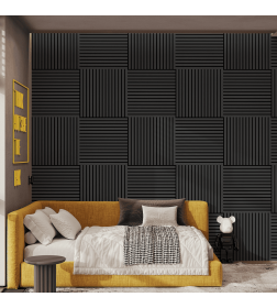 Панель МДФ STELLA Comfort De Luxe Акустическая Black Lead 600х600х9 мм