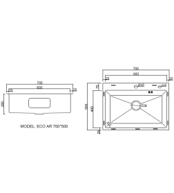 Комплект ARFEKA ECO AR мойка 700*500, коландер, дозатор SATIN DECOR MILLET GRAINS
