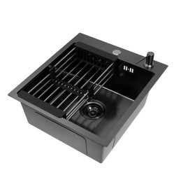 Комплект ASTERIX мойка 450*500, коландер, дозатор BLACK DECOR