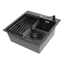 Комплект ASTERIX мойка 500*500, коландер, дозатор BLACK DECOR