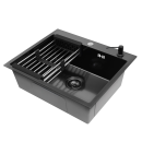 Комплект ASTERIX мойка 600*500, коландер, дозатор BLACK DECOR