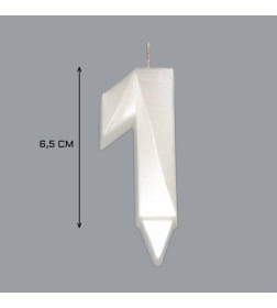 Свеча в торт "Грань" цифра "1" жемчужный, 6,5 см 9562151