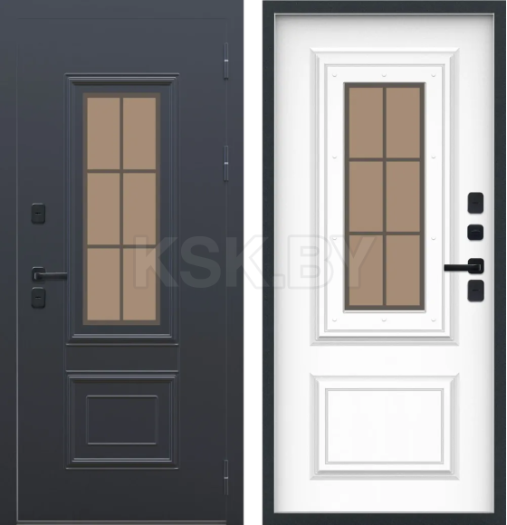 Дверь входная "МеталЮр М73 Термо" Металл букле графит/Velluto Bianco  (правая)  960х2050 мм