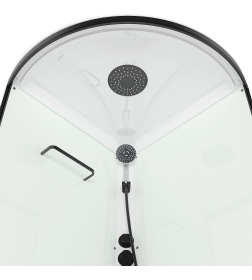 Кабина душевая Domani-Spa Simple 99 high, высокий поддон, белые стенки,  прозрачное стекло, графит профиль, Black accents, размер 