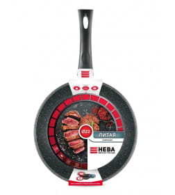 Сковорода 22 "Каменная" Серый гранит, не съемная ручка Нева