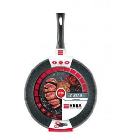 Сковорода 28 "Каменная" Серый гранит,  не съемная ручка Нева