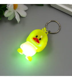 Фонарик-брелок для ключей на кольце «Цыплёнок», мигает, 5.5×3×2.8 см, МИКС  6991157            