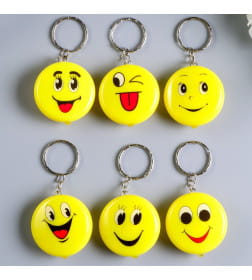 Фонарик брелок для ключей на кольце «Смайлик-рожица», 1×4×4 см, МИКС  4440528