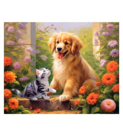 Алмаз. мозаика (клас.) 40х50 см, с подр.,с частичн. заполн. (30цв) Питомцы в саду арт. НД-0590