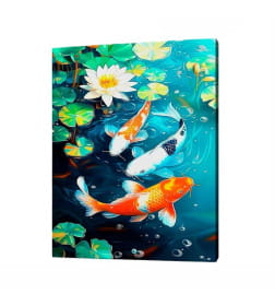 Холст с красками 30x40 см по номерам (30 цв.) Красивые рыбки в пруду арт. ХК-3244