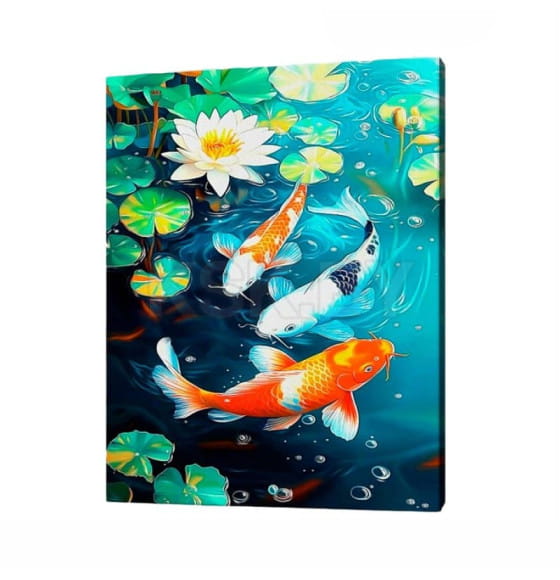 Холст с красками 30x40 см по номерам (30 цв.) Красивые рыбки в пруду арт. ХК-3244 (ХК-3244) 