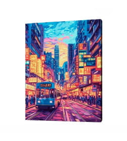 Холст с красками 30x40 см по номерам (30 цв.) Ночной азиатский город арт. ХК-3217