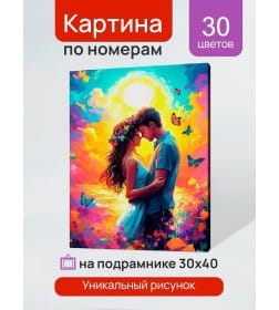 Холст с красками 30x40 см по номерам (30 цв.) Пара в ярких красках арт. ХК-3263