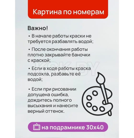 Холст с красками 30x40 см по номерам (30 цв.) Пара в ярких красках арт. ХК-3263 (ХК-3263) 